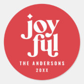 グラフィックモダンレッドタイポグラフィのクリスマス ラウンドシール (正面)