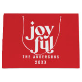 グラフィックモダンレッドタイポグラフィのクリスマス ラージペーパーバッグ (正面)