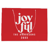 グラフィックモダンレッドタイポグラフィのクリスマス ラージペーパーバッグ (裏面)