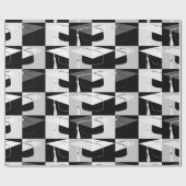 グラフィックモダン目盛りキャップ白黒 ラッピングペーパー (フラット)