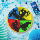 グラフィックモトクロスシルエットナプキンス ペーパープレート (パーティー)