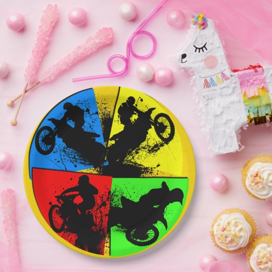 グラフィックモトクロスシルエットナプキンス ペーパープレート (パーティー)
