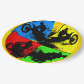 グラフィックモトクロスシルエットナプキンス ペーパープレート (アングル)