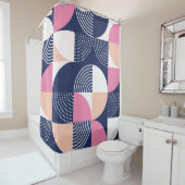 グラフィック円ヴィンテージシームレスパターン シャワーカーテン (インサイチュ)