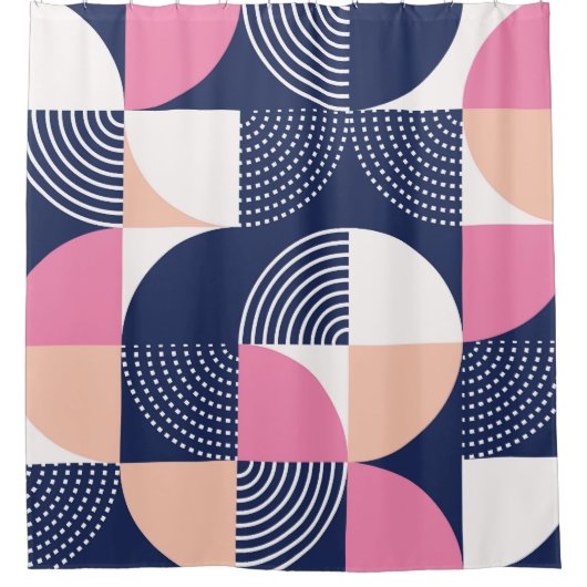 グラフィック円ヴィンテージシームレスパターン シャワーカーテン (正面)