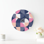 グラフィック円ヴィンテージシームレスパターン ラージ壁時計 (ホーム)