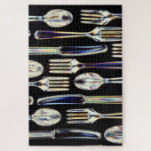 グラフィック写真のカトレリーフォークナイフスプーン食器 ジグソーパズル (縦)