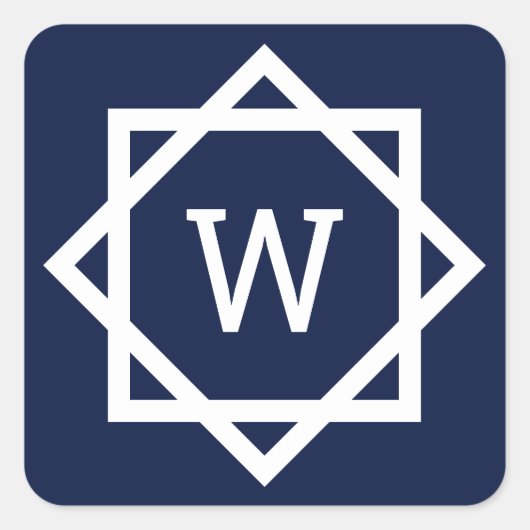 グラフィック名門私立校風のモノグラ縁どム スクエアシール (正面)