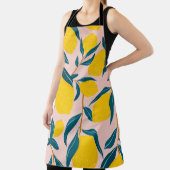 グラフィック図解入りの、写真付きのレモン：ピンクシームレスパターン エプロン (インサイチュ)