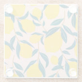 グラフィック図解入りの、写真付きのレモン：ピンクシームレスパターン ガラスコースター (裏面)