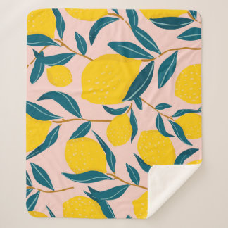 グラフィック図解入りの、写真付きのレモン：ピンクシームレスパターン シェルパブランケット