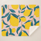 グラフィック図解入りの、写真付きのレモン：ピンクシームレスパターン シェルパブランケット (正面(横))