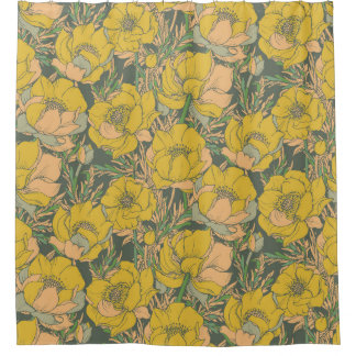 グラフィック春トロリウス花 シャワーカーテン