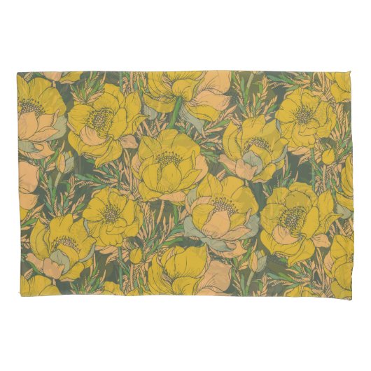 グラフィック春トロリウス花 枕カバー (正面)