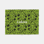 グラフィック植物の緑の黒いつる植物 フリースブランケット (正面(横))