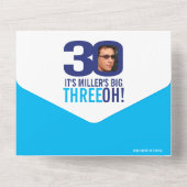 グラフィック海軍スカイブルー30th誕生日パーティー写真アル オールインワン招待状 (裏面)