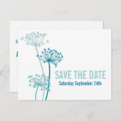 グラフィック牛パセリ花ティール(緑がかった色)保存日 案内ポストカード (正面/裏面)