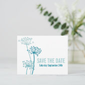 グラフィック牛パセリ花ティール（緑がかった色）保存日 案内ポストカード (スタンド正面)