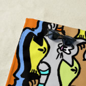 グラフィック猫と魚の漫画ビーチタオル ビーチタオル (インサイチュ)