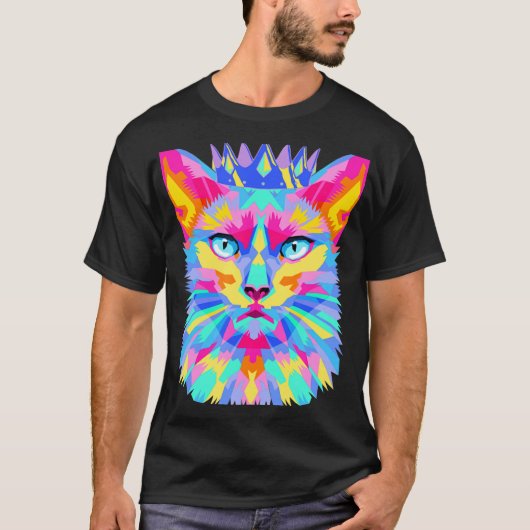 グラフィック猫レトロ猫好き Tシャツ (正面)