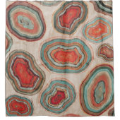 グラフィック瑪瑙コーラルレッドティール(緑がかった色)シャワーカーテン シャワーカーテン (正面)