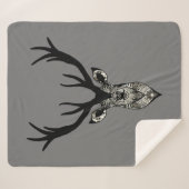 グラフィック男らしアートスタッグ鹿の動物の野生動物 シェルパブランケット (正面(横))