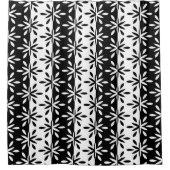 グラフィック白黒の幾何学的な花パターン シャワーカーテン (正面)