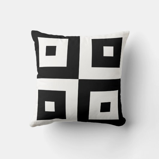 グラフィック白黒の正方形装飾用クッション クッション (裏面)