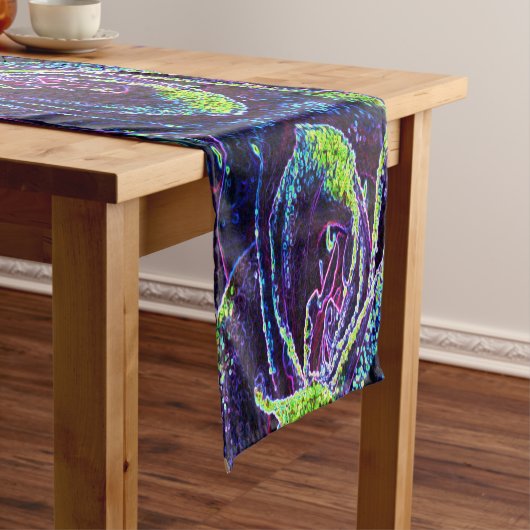 グラフィック白黒ブルーとグリーンバラ詳細 ショートテーブルランナー (インサイチュ)