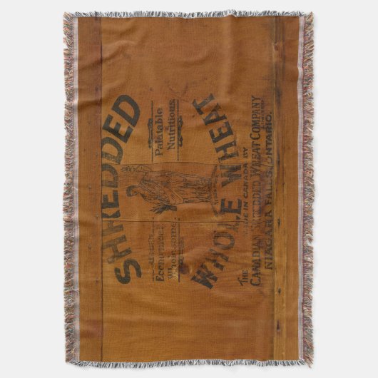 グラフィック細断された小麦のパインクラートヴィンテージルック スローブランケット (正面縦)