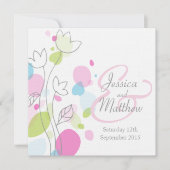 グラフィック花花びら正方形結婚式招待状 招待状 (正面)