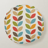 グラフィック葉カラフルパターン ラウンドクッション (裏面)