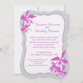 グラフィック蘭の紫の緑の灰色の結婚式の招待 招待状 (裏面)