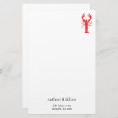 グラフィック赤ロブスター- パーソナライズされた 便箋 (正面/裏面)