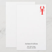 グラフィック赤ロブスター- パーソナライズされた 便箋 (正面/裏面)