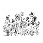 グラフィック野生花ブラックインク ラバースタンプ (インプリント)