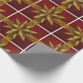 グラフィック金ゴールドバーガンディークリスマス ラッピングペーパー (角)