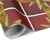 グラフィック金ゴールドバーガンディークリスマス ラッピングペーパー (ロールコーナー)