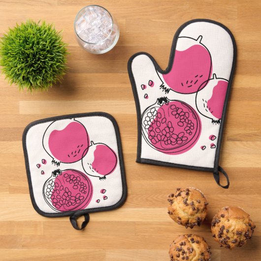 グラフィック顆粒。 鍋つかみ&鍋敷きセット (トップダウン)