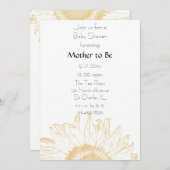 グラフィック黄色ひまわり赤ちゃんシャワー 招待状 (正面/裏面)