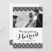 グラフィック黒の幾何学的な写真結婚式招待状 招待状 (正面/裏面)