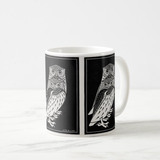 グラフィック黒白フクロウ(ジュリー・ド・グラーグ) コーヒーマグカップ (正面右)