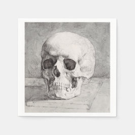 グラフィック・スカル・アート：ミニマルで大胆なインク・デザイン スタンダードカクテルナプキン