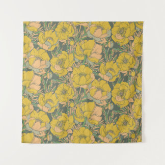 グラフィック スプリング トロリウス フラワー タペストリー