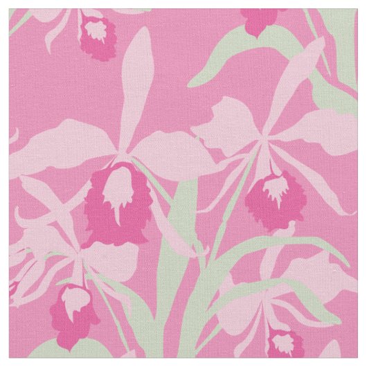 グラフィック ピンクの蘭の花柄の生地 ファブリック (クローズアップ)