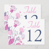 グラフィック モダン フラワー ペタル ウェディング テーブル ナンバー 招待状 (正面/裏面)