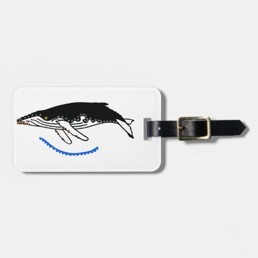 グラフィック – Humpback WHALE – 野生生物 – 青 –  ラゲッジタグ (正面横)