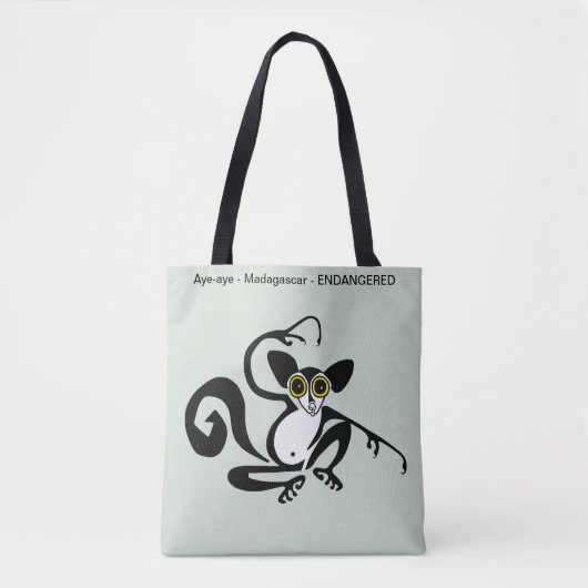 グラフィックAYE-AYE – 霊長類 – Lemur – 野生生物グリーン トートバッグ (正面)