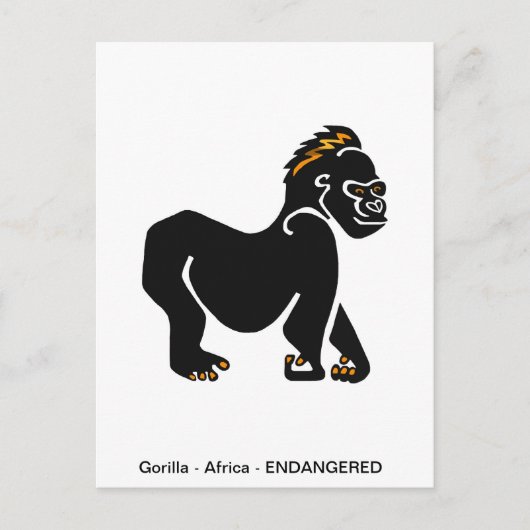 グラフィックGORILLA – 類人猿 – 霊長類 – 野生生物 – 自然 ポストカード (正面)