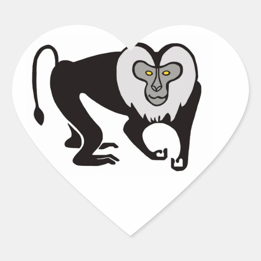 グラフィックI love Lion-tail MACAQUES – 野生生物 ハートシール (正面)